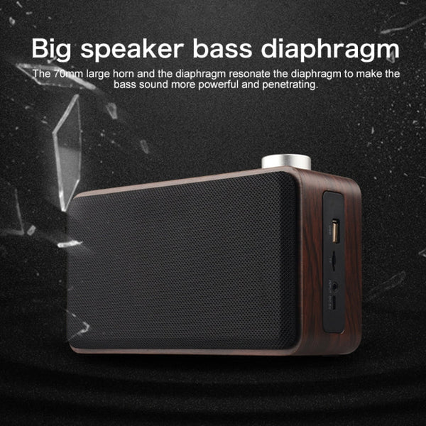 W5A Subwoofer Fabric Wooden Touch Bluetooth Speaker, Support TF Card & U Disk & 3.5mm AUX, Walnut, Yellow Wood