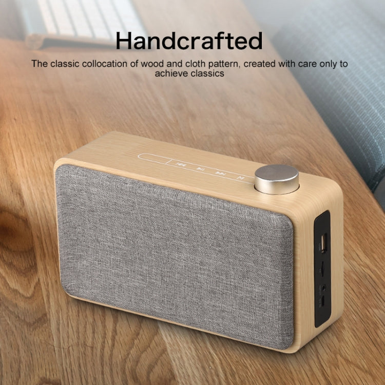 W5A Subwoofer Fabric Wooden Touch Bluetooth Speaker, Support TF Card & U Disk & 3.5mm AUX, Walnut, Yellow Wood