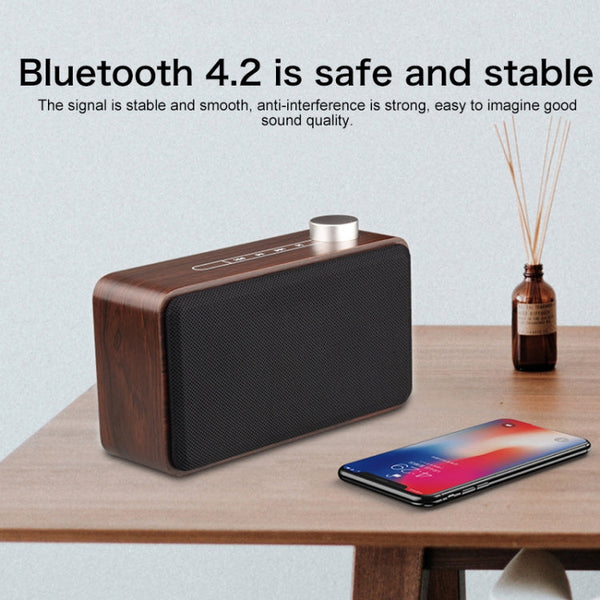 W5A Subwoofer Fabric Wooden Touch Bluetooth Speaker, Support TF Card & U Disk & 3.5mm AUX, Walnut, Yellow Wood