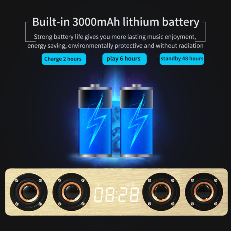 W8C Wooden Clock Subwoofer Bluetooth Speaker, Support TF Card & U Disk & 3.5mm AUX