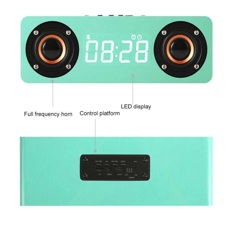M5C Subwoofer Wooden Clock Bluetooth 4.2 Speaker, Support TF Card & 3.5mm AUX & FM Radio