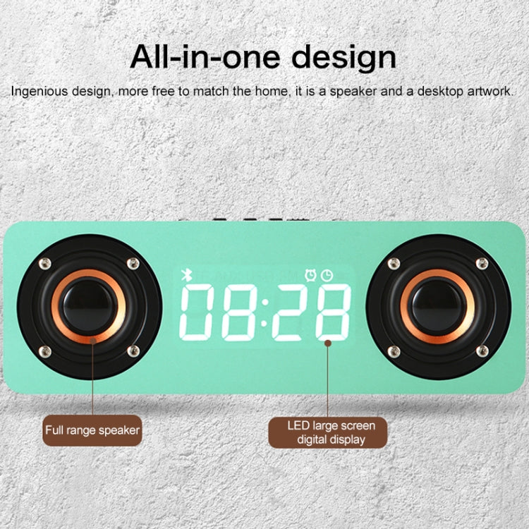 M5C Subwoofer Wooden Clock Bluetooth 4.2 Speaker, Support TF Card & 3.5mm AUX & FM Radio