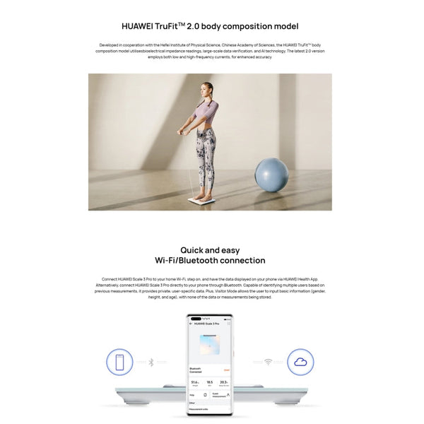 Original Huawei Intelligent Body Fat Scale 3 Pro, Support Wifi & Bluetooth Connection, Body Fat Scale 3 Pro