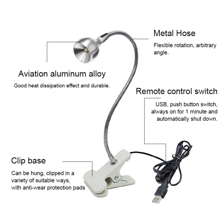 USB DC 5V Arms Clip UV Disinfection Lamp
