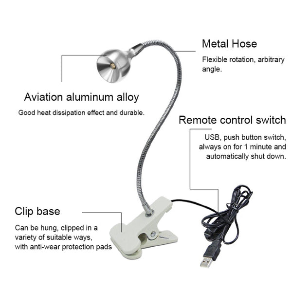 USB DC 5V Arms Clip UV Disinfection Lamp