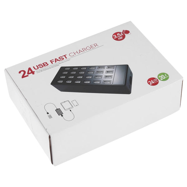 100W 24 USB Ports Fast Charger Station Smart Charger with LED Indicator AC 100-240V, US Plug