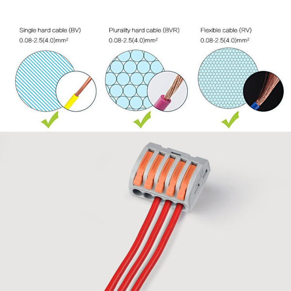 10 PCS 8 Port PCT Series Architectural Wiring Connector LED Lamp Conductor Distributor Junction Box Wire Joint, 8 Port