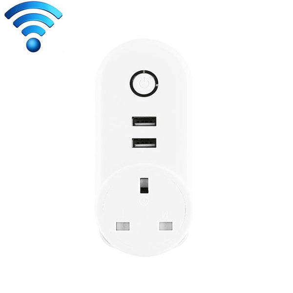 SA-002 2 USB Ports + 1 EU Socket WiFi Smart Power Plug Socket, Compatible with Alexa and Google Home, AC 110V-230V, UK Plug, US Plug