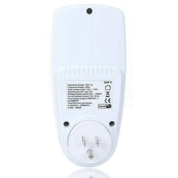 AC 120V 60Hz Max 15A LCD Display Power Meter Energy Watt Amps Volt Electricity Usage Monitor Analyzer, US Plug, AC 120V US Plug