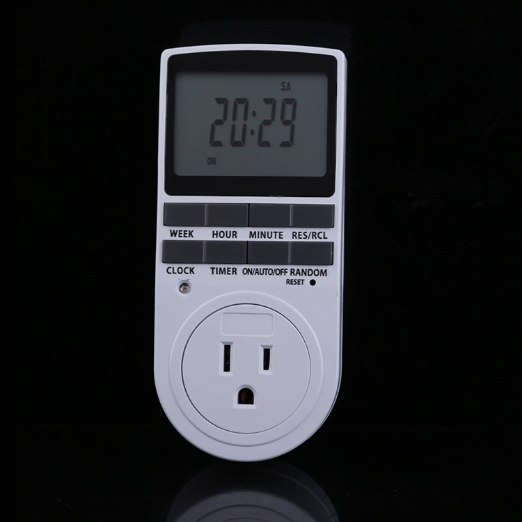 AC 120V Smart Home Plug-in Programmable LCD Display Clock Summer Time Function 12/24 Hours Changeable Timer Switch Socket, US Plug, AC 120V US Plug