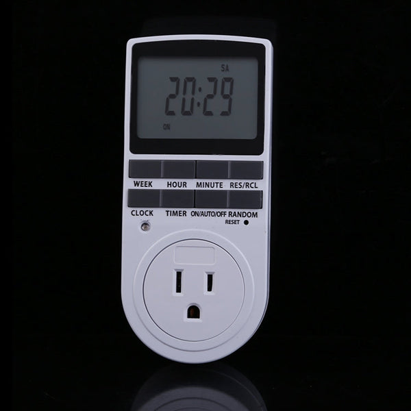 AC 120V Smart Home Plug-in Programmable LCD Display Clock Summer Time Function 12/24 Hours Changeable Timer Switch Socket, US Plug, AC 120V US Plug
