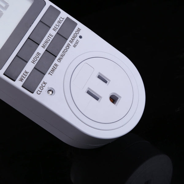 AC 120V Smart Home Plug-in Programmable LCD Display Clock Summer Time Function 12/24 Hours Changeable Timer Switch Socket, US Plug, AC 120V US Plug