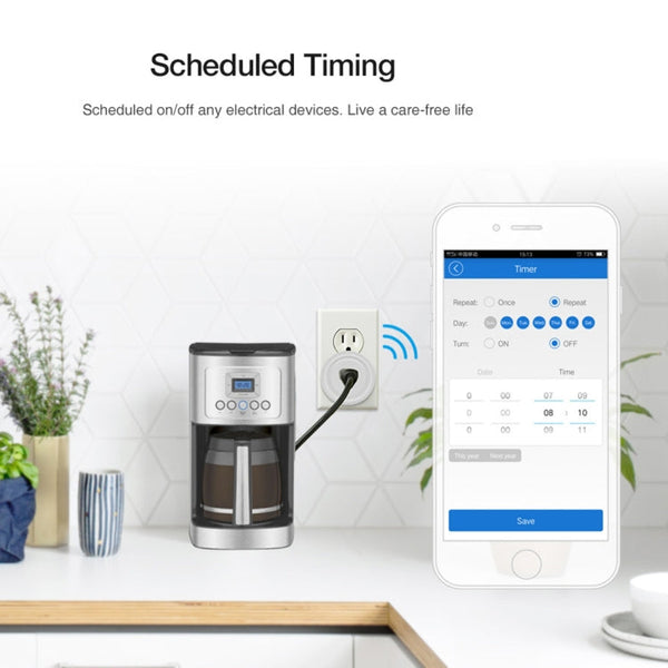 SA-003 10A Mini WiFi Plug Timing Smart Socket Works with Alexa & Google Home, AC 100-240V, US Plug, SA-003