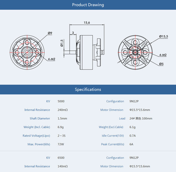 TMotor F1204 Motor (5000kV, 6500kV)