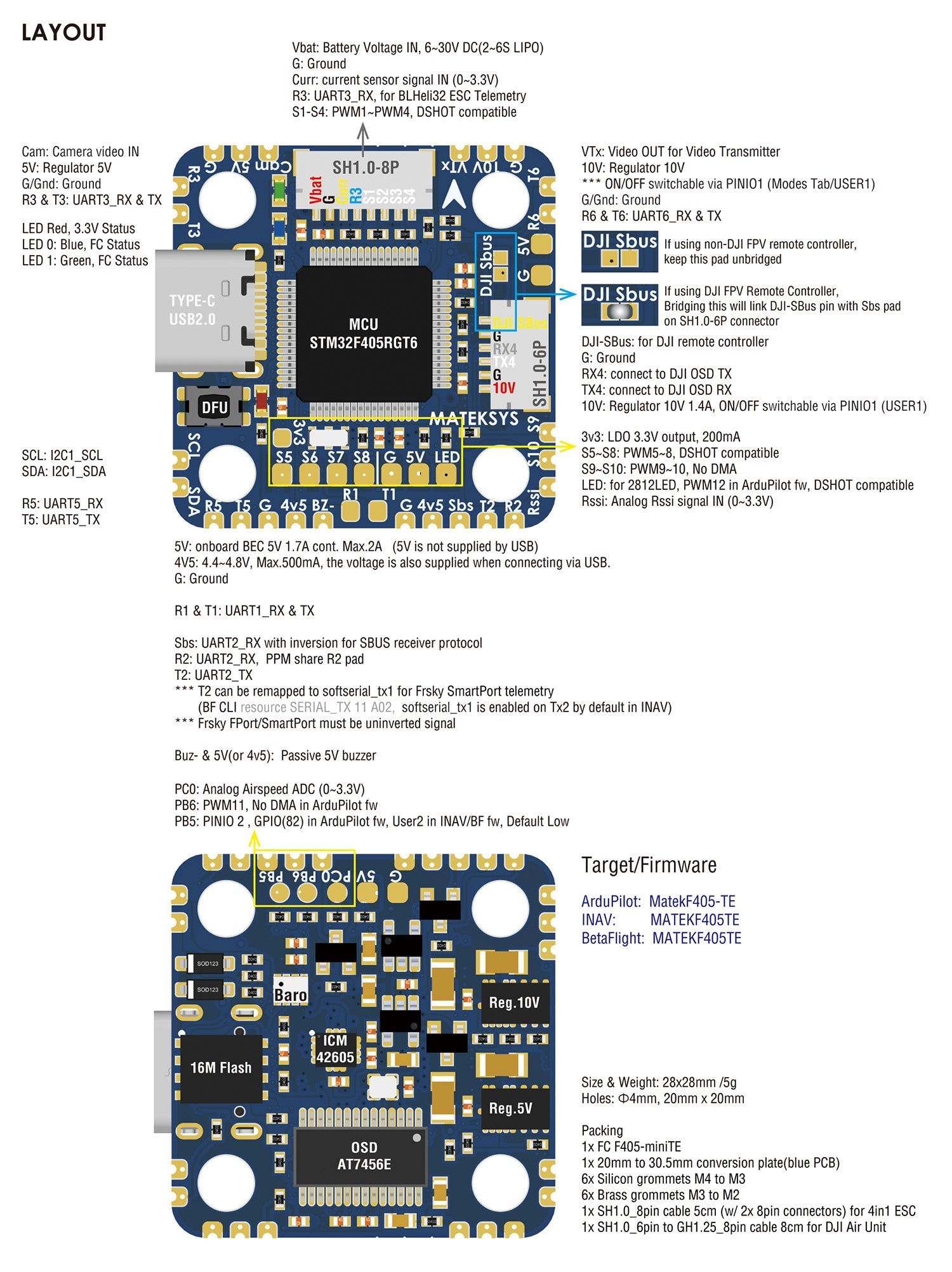 Matek F405-MiniTE BetaFlight Flight Controller