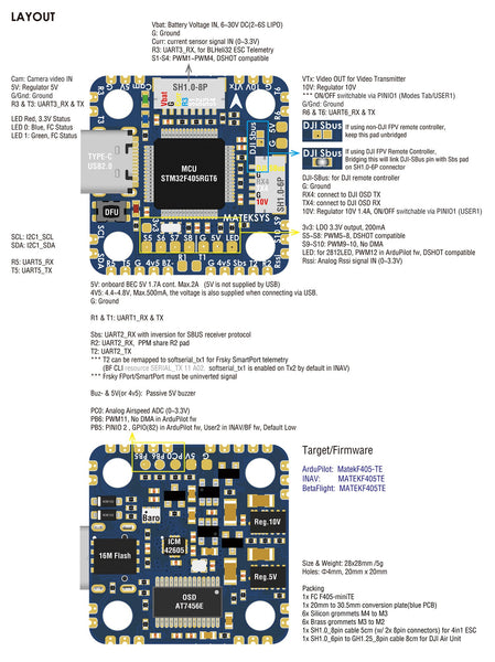 Matek F405-MiniTE BetaFlight Flight Controller