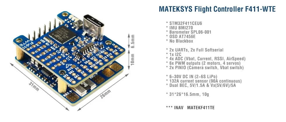 Matek F411-WTE iNav Flight Controller