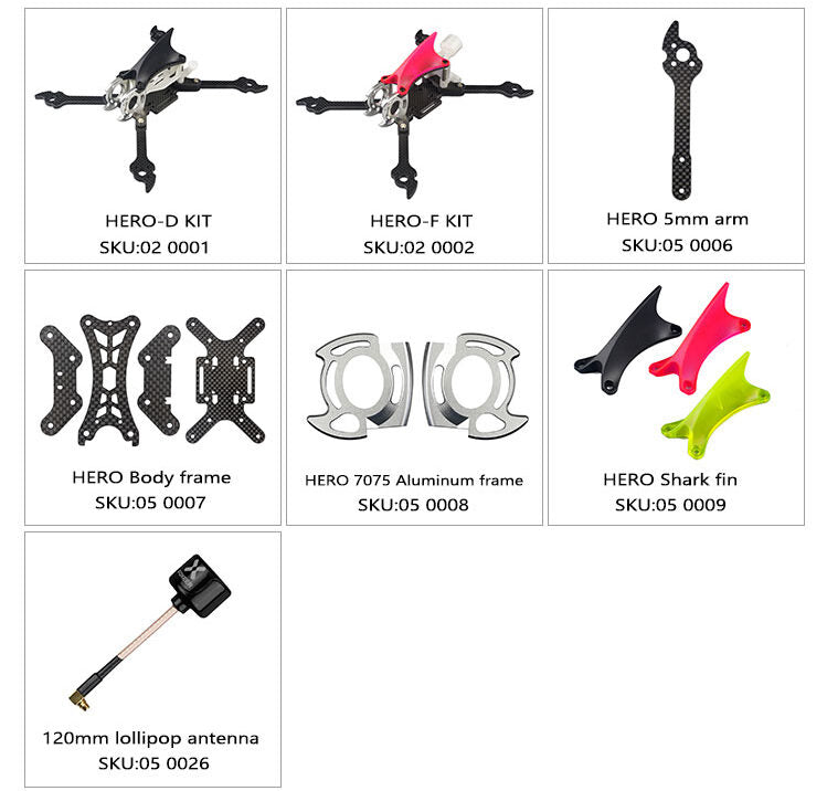 FPVracer Hero 5 FPV Quadcopter Frame (Hero-D, Hero-F)