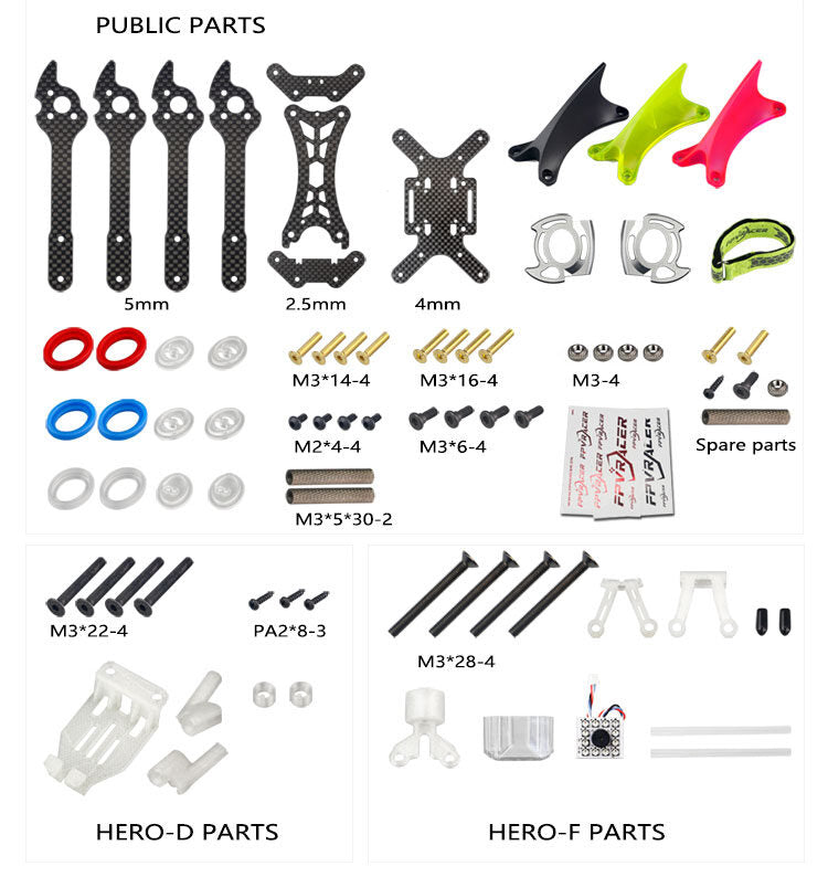 FPVracer Hero 5 FPV Quadcopter Frame (Hero-D, Hero-F)