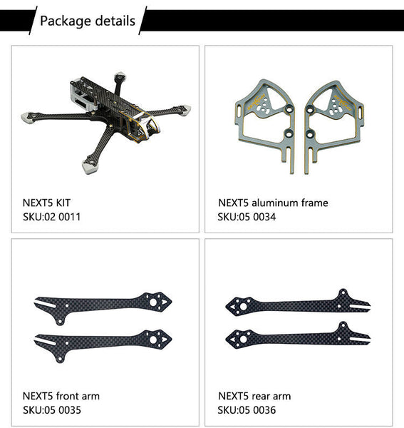 FPVracer NEXT5 Freestyle Quadcopter Frame