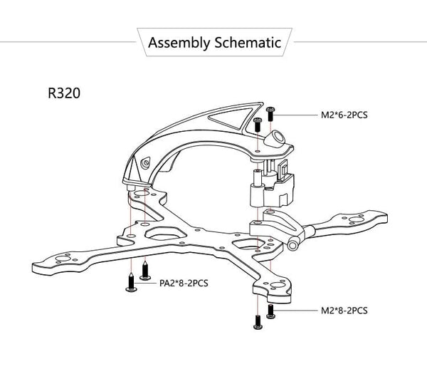 FPVracer R320 Ultralight 3" Long Range Quadcopter Frame