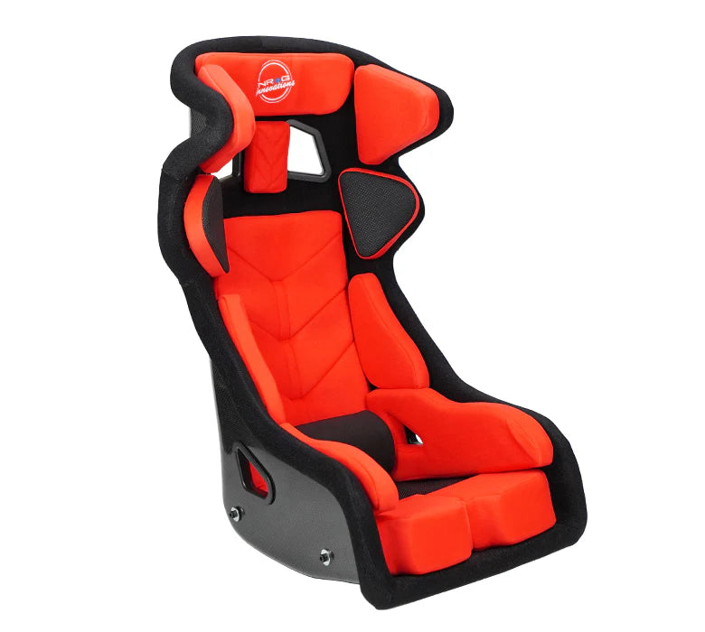 NRG Innovations PRISM FRP-RS700M-BK1 FIA Competition Full Halo Carbon Bucket Seat - Medium - Aftermarket Car Van Motorhome RV Bucket Seats - Black / Orange / Blue