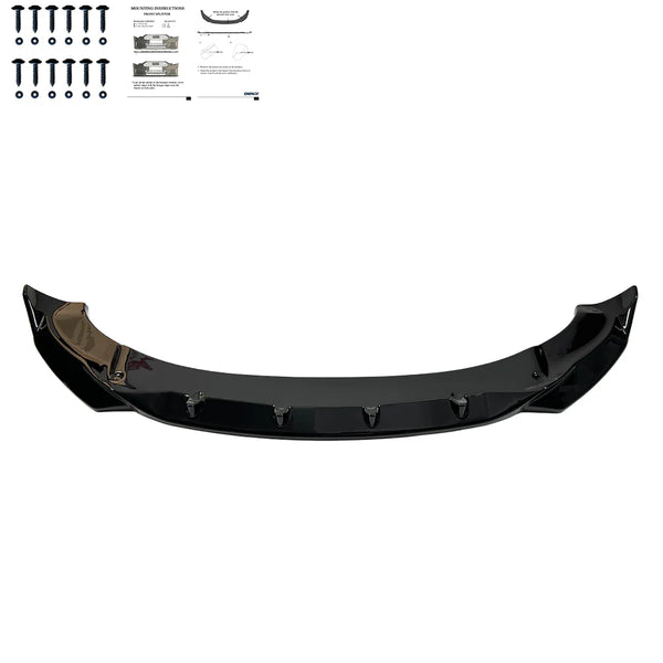 OW Front Bumper Lip Splitter TESLA Model Y 2020-2025 Gloss Black ABS Plastic Screws On