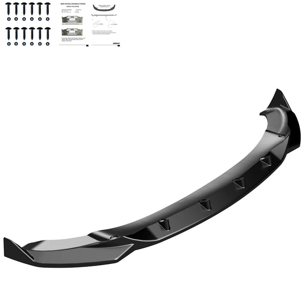 OW Front Bumper Lip Splitter TESLA Model Y 2020-2025 Gloss Black ABS Plastic Screws On