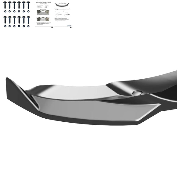 OW Front Bumper Lip Splitter TESLA Model Y 2020-2025 Gloss Black ABS Plastic Screws On