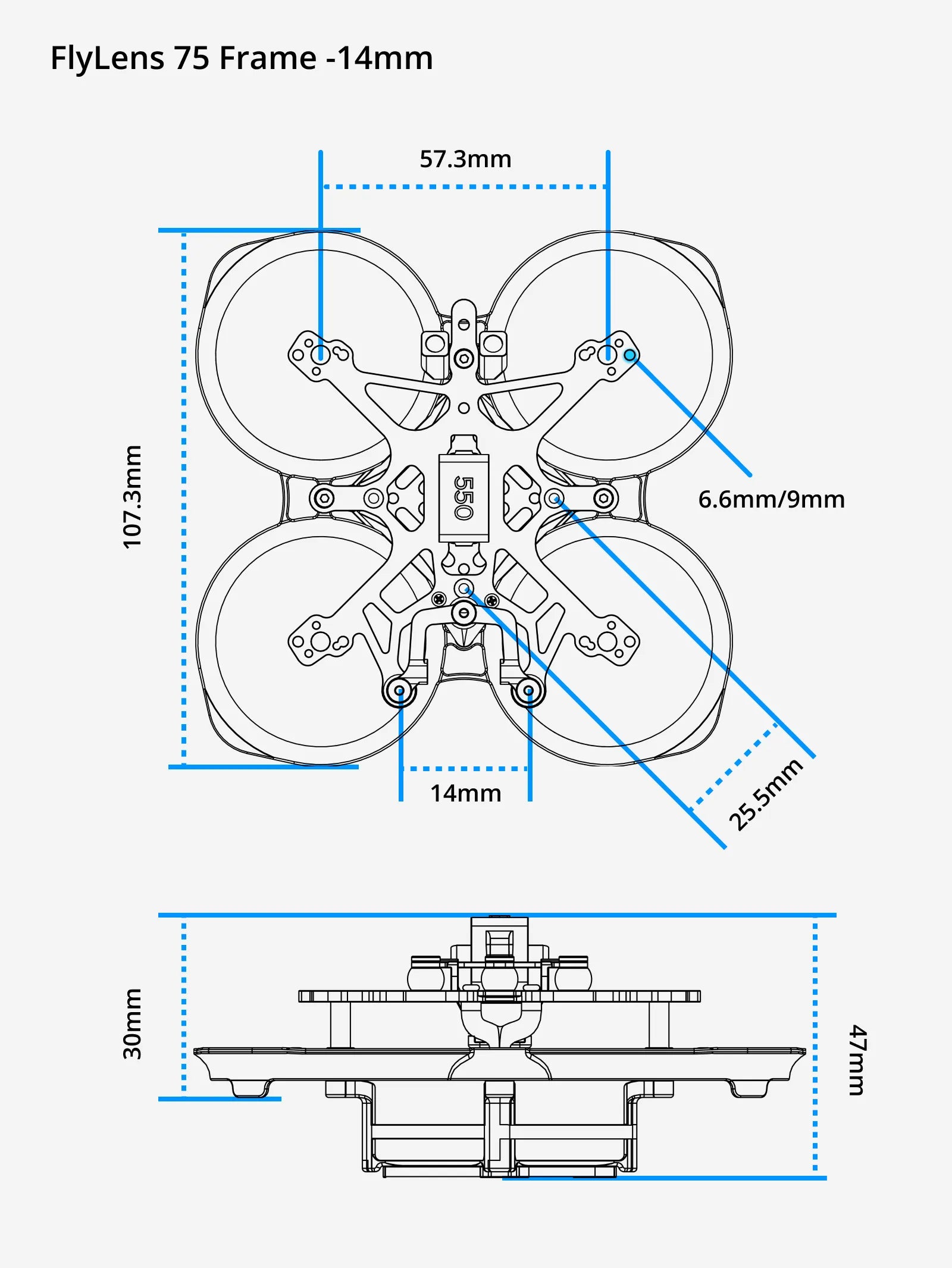 FlyLens 75 Frame kit for Analog\ Wasp\ Walksnail \ HDZero - Clear Black