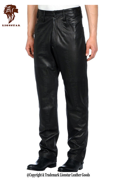 Lionstar Men's Black Sheepskin Leather Pants (Classic Fit)