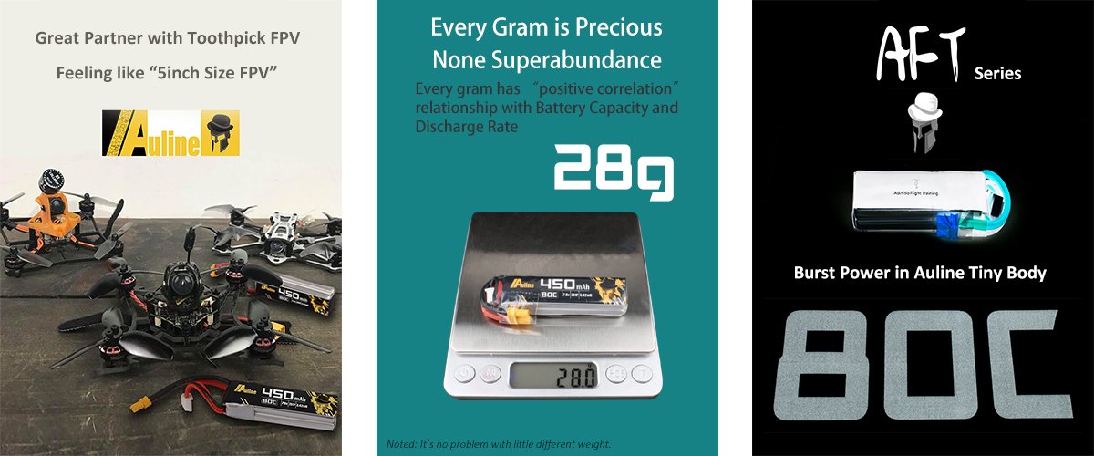 AuLine 450mAh 2S 7.6V HV 80C XT30 Lipo Battery (2 pack)