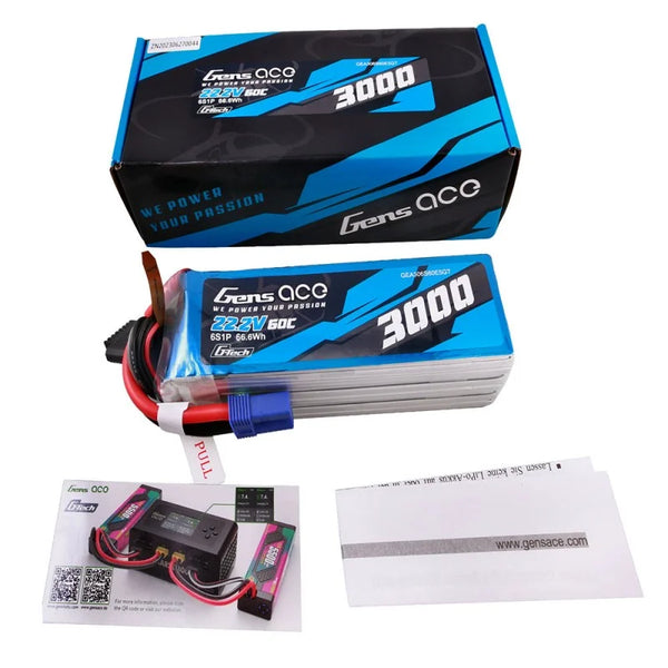 Gens ace G-Tech 3000mAh 22.2V 60C 6S1P Lipo (EC5)