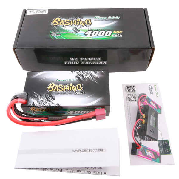 Gens Ace Bashing G-Tech 4000mAh 2S2P 7.4V 60C HardCase Lipo (T-Plug)