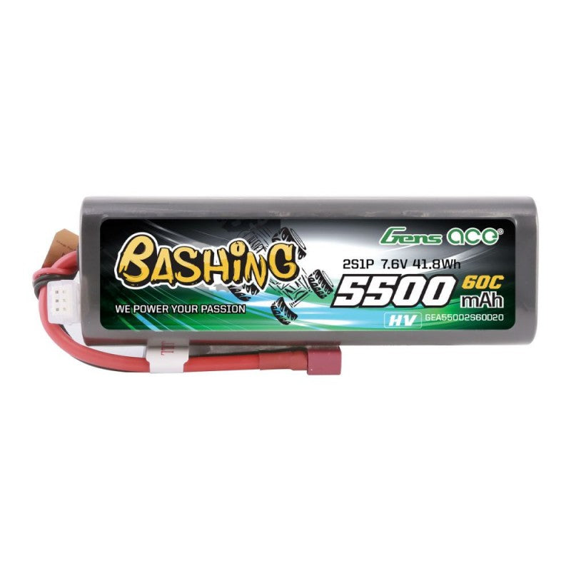 Gens Ace Bashing Series 5500mAh 2S 7.6V 60C HardCase Lipo (T-plug)