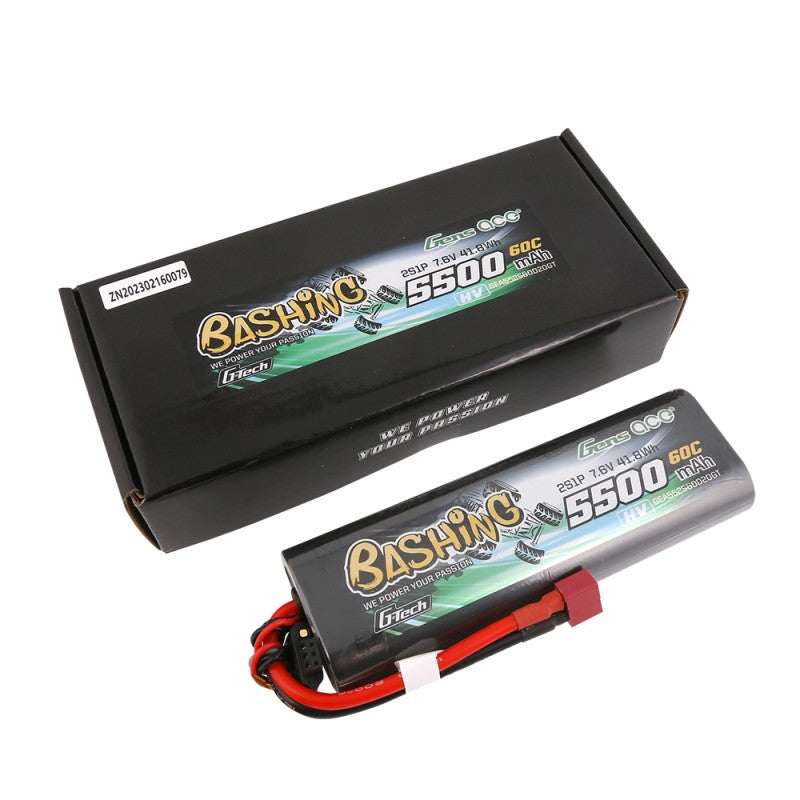 Gens Ace G-Tech Bashing 5500mAh 2S 7.6V 60C HardCase Lipo (T-plug)