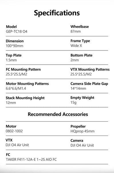 GEPRC GEP-TC18 O4 HD Frame