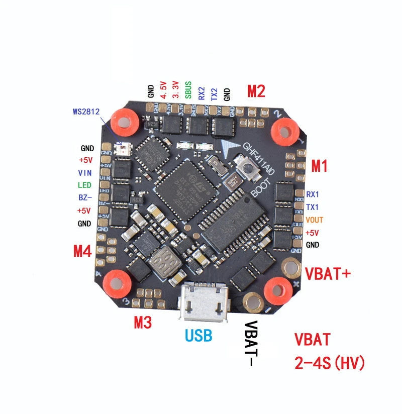 GHF411 Pro AIO Toothpick Flight Controller (25A / 35A, 2-6S)