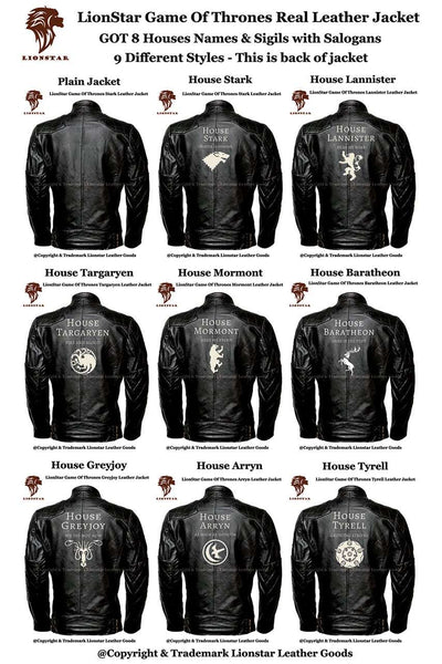 Men's Game of Thrones Sigil Leather Jacket (Sheepskin Biker Style)