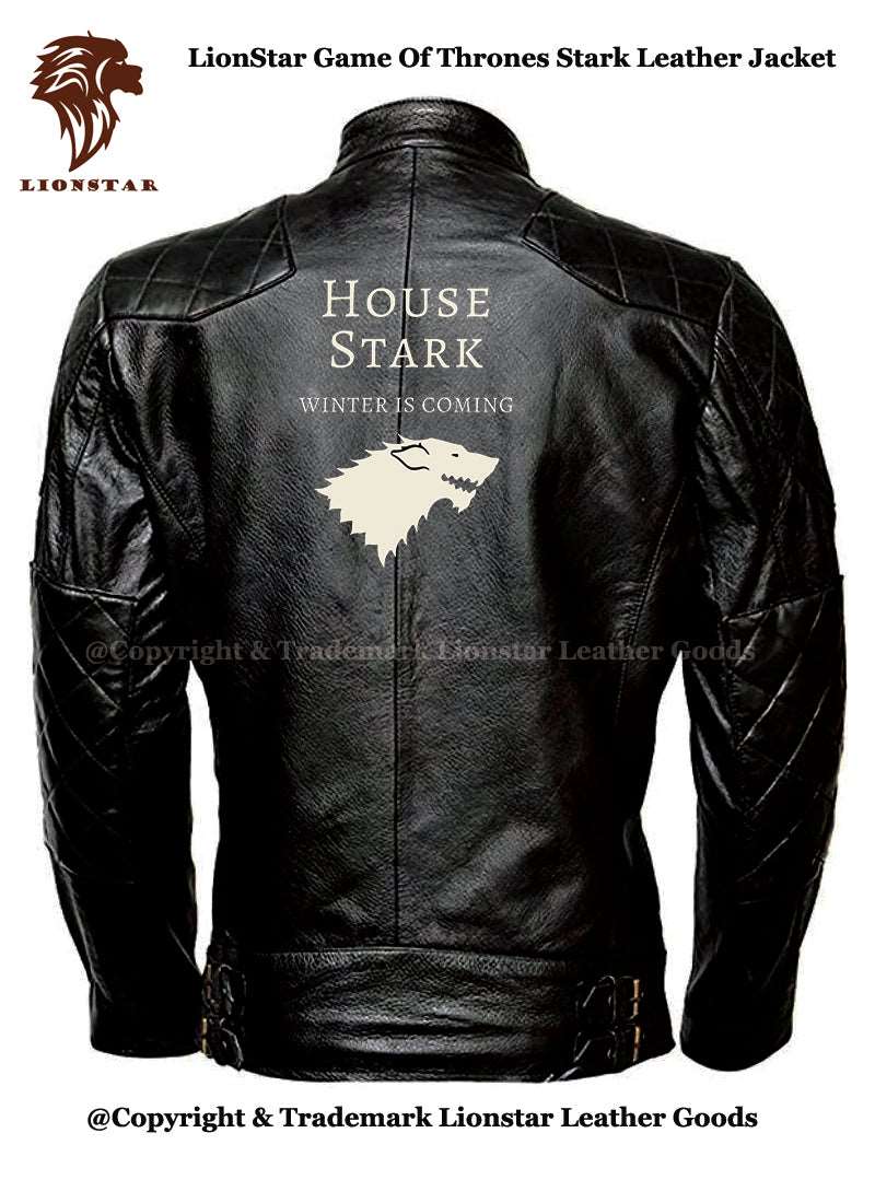 Men's Game of Thrones Sigil Leather Jacket (Sheepskin Biker Style)