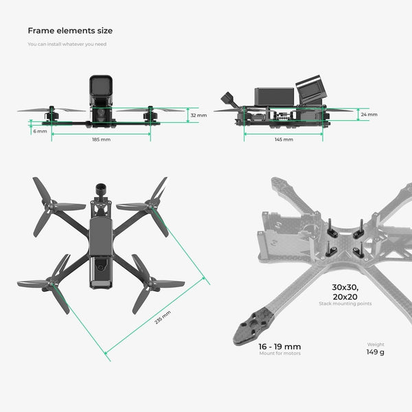 GRL FPV PRO 2 Freestyle Quadcopter Frame 5''