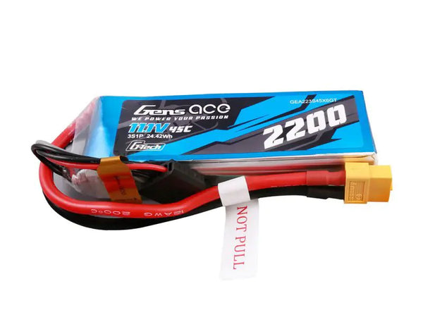 GensAce G-Tech 2200mAh 11.1V 45C 3S1P Lipo Battery Pack with XT60 Plug
