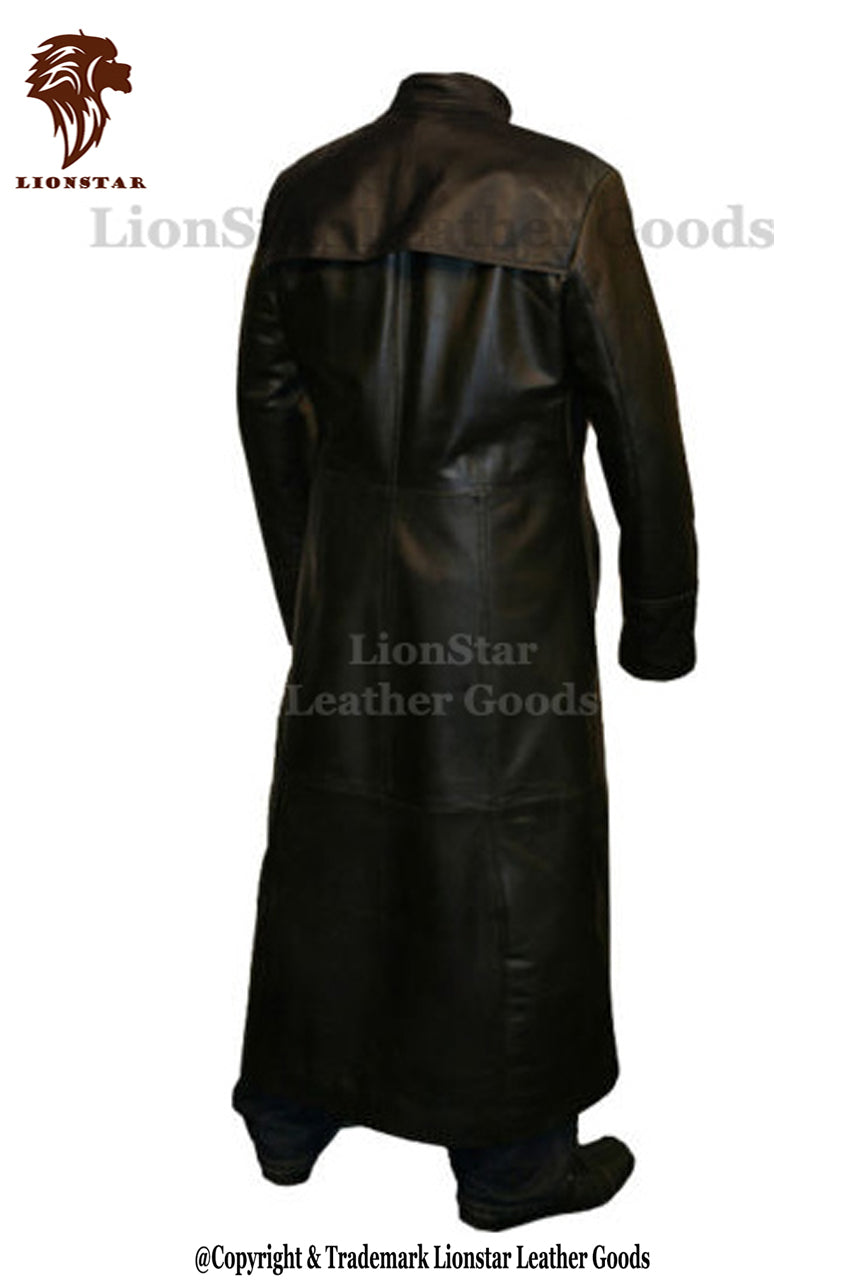 LionStar Unisex Trench Long Leather Coat