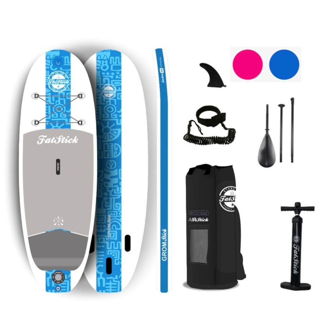 Kids 7’6 GromStick Inflatable Stand Up Paddle Board Package | Childs