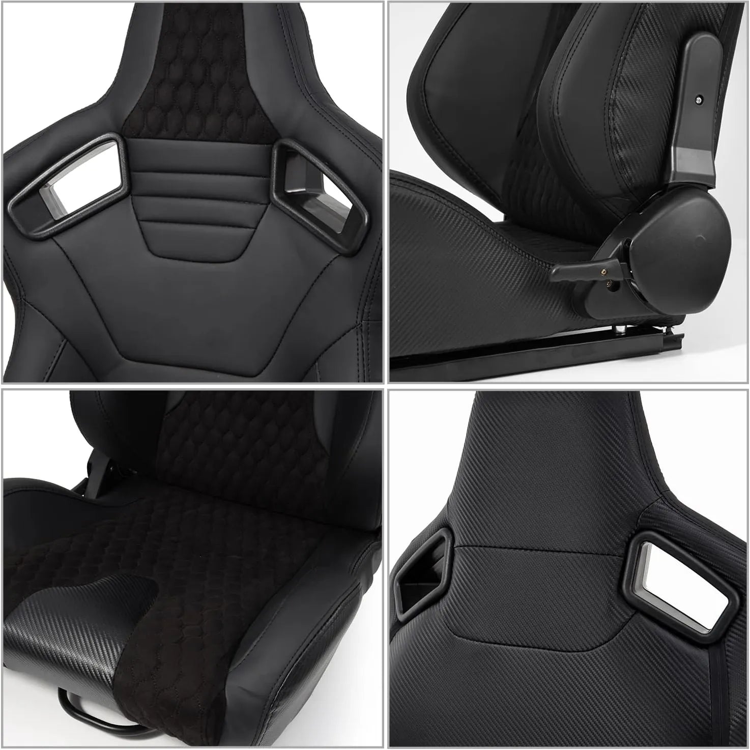 JIABEIR (Manufactured and Dispatched from China) 3D Sport Comfort Black Suede Alcantara Sports Car / Racing Sim x1 Individual Bucket Seats JBR1087