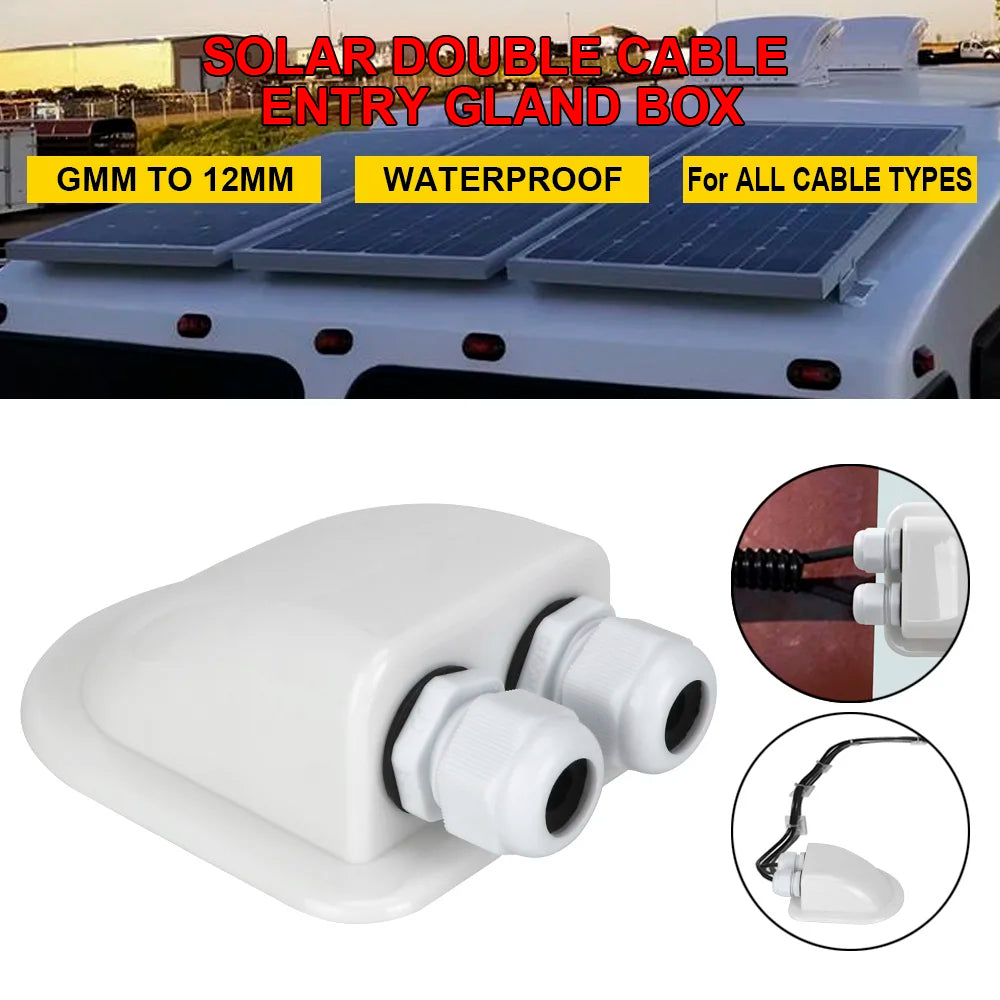 Caravan Solar Car Junction Box Cable Entry Gland Box Roof Wire Entry Cable Connector Holder Dual Hole Automotive Accessories