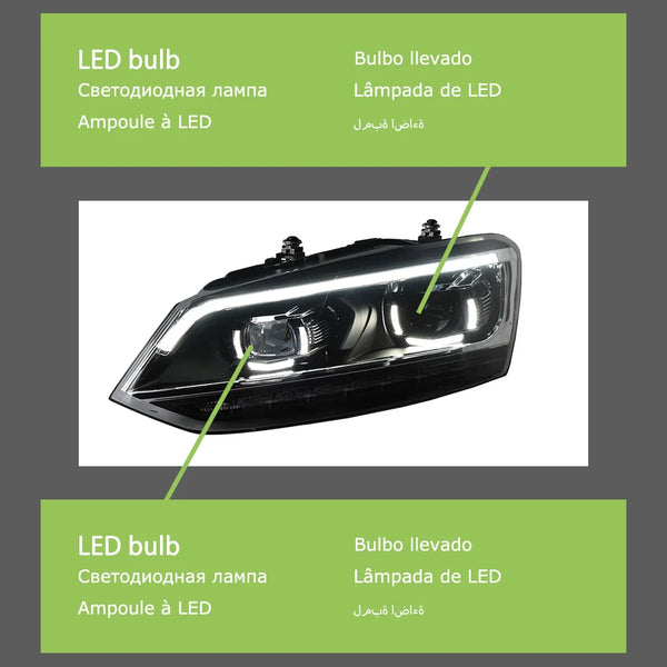 Headlight For VW Polo 2010-2018 Car LED DRL Hella 5 Xenon Lens Hid H7 VW Vento Car Accessories