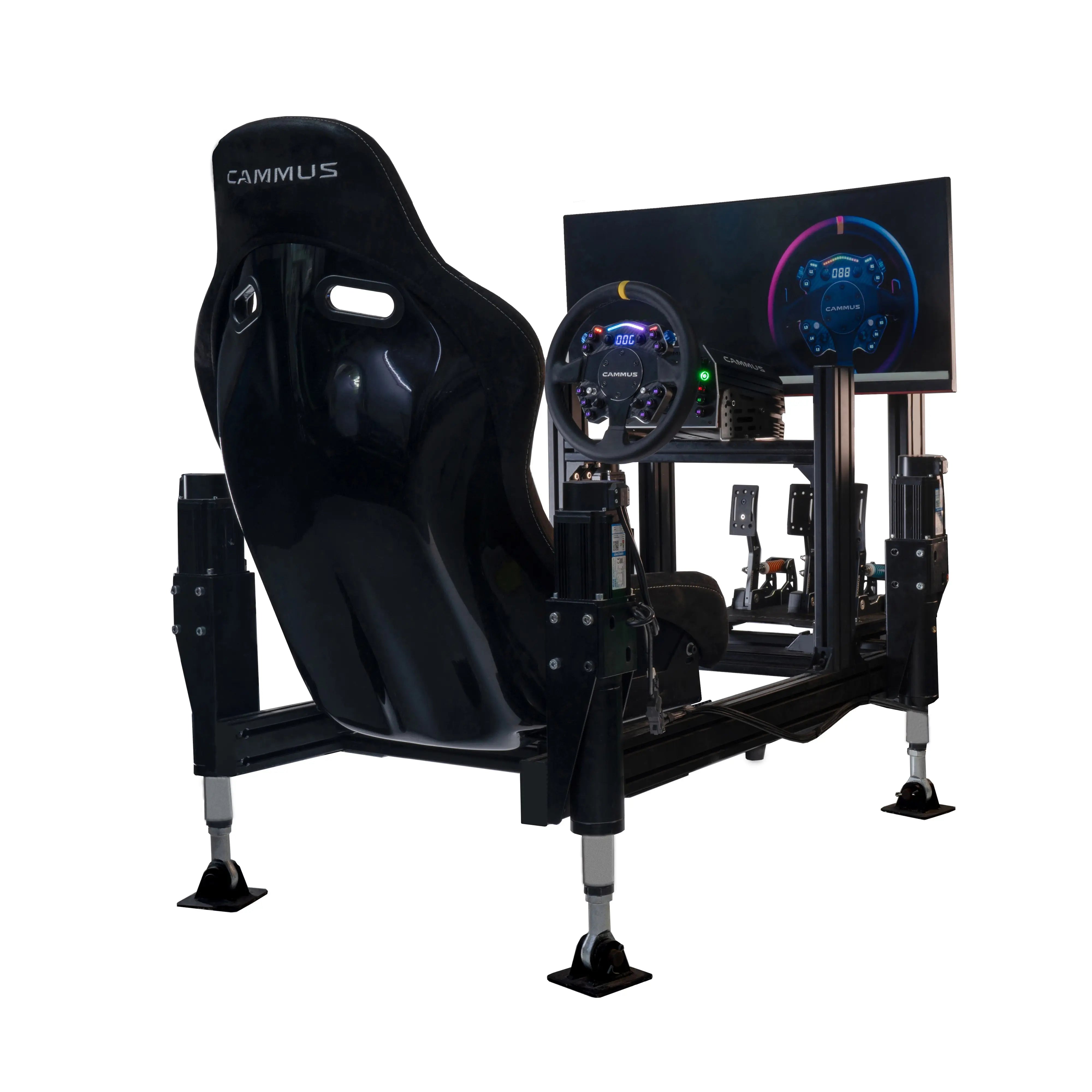 CAMMUS SS15 Cockpit Sim Racing Simulator Cockpit Frame Black Aluminium Car Driving Gaming Chair Seat Bracket Screen Steering Wheel Stand