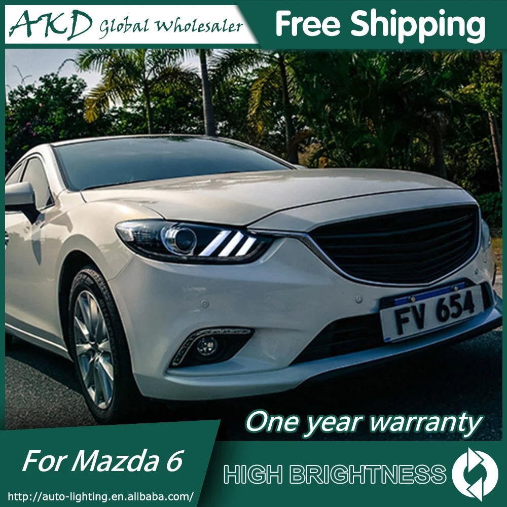 AKD Car Styling for Mazda 6 Headlights 2015 Mazda6 Atenza LED Headlight Mustan Design DRL Bi Xenon Lens High Low Beam Parking