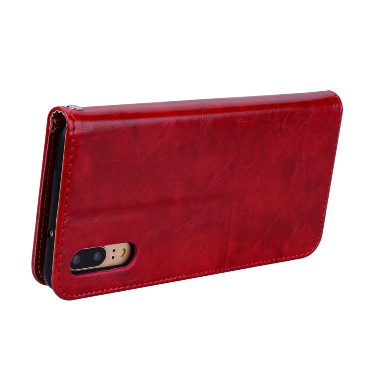For Huawei P20 Business Style Oil Wax Texture Horizontal Flip Leather Case with Holder & Card Slots & Wallet